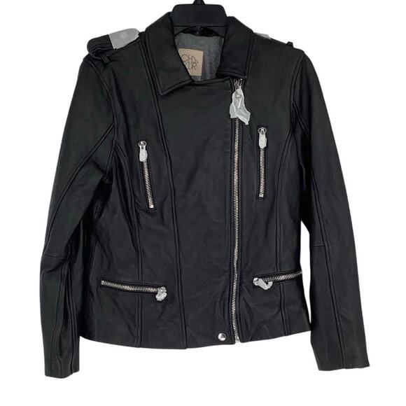 Chaser Sz S Black Lamb Leather Motorcycle Biker Jacket Asymmetrical Zip HR1-6 - Picture 1 of 9